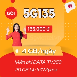 Đăng Ký Gói 5G135 Viettel: 120GB Data (4GB/Ngày) + Free TV360