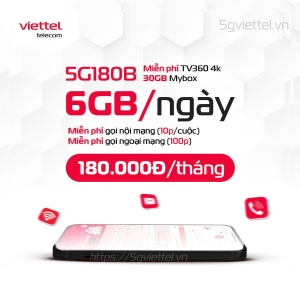 Gói 5G180B Viettel: 6GB/Ngày + Gọi Free + 100 Phút Ngoại Mạng