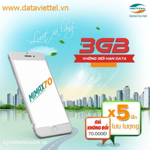 MIMAX70 Viettel - Gói cước KHÔNG giới hạn Data chỉ 70k