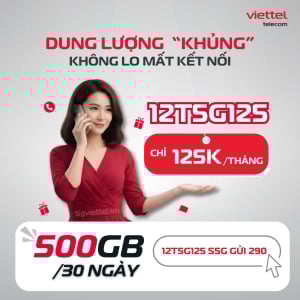 Gói 12T5G125 Viettel: 500GB/Tháng Trọn Gói 1 Năm Chỉ 1.5 Triệu